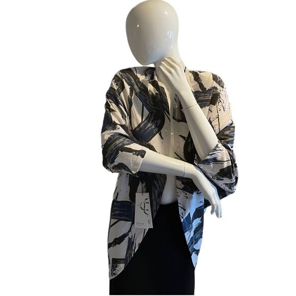 Satva Gray Brush Print Cocoon Wrap - Picture 1 of 8
